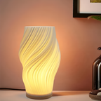 DreamWave - Modern cream-colored 3D wave lamp with elegant metal frame