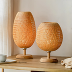 NatureHue Vintage Bamboo Table Lamp Creative Woven Rattan Desk Lamp