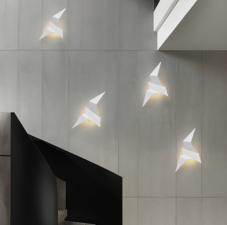 OriTori Wall Lamp - Geometric Origami Bird Wall Lamp - Japanese Style Wall Light Design