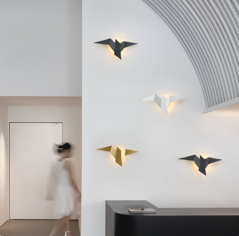 OriTori Wall Lamp - Geometric Origami Bird Wall Lamp - Japanese Style Wall Light Design