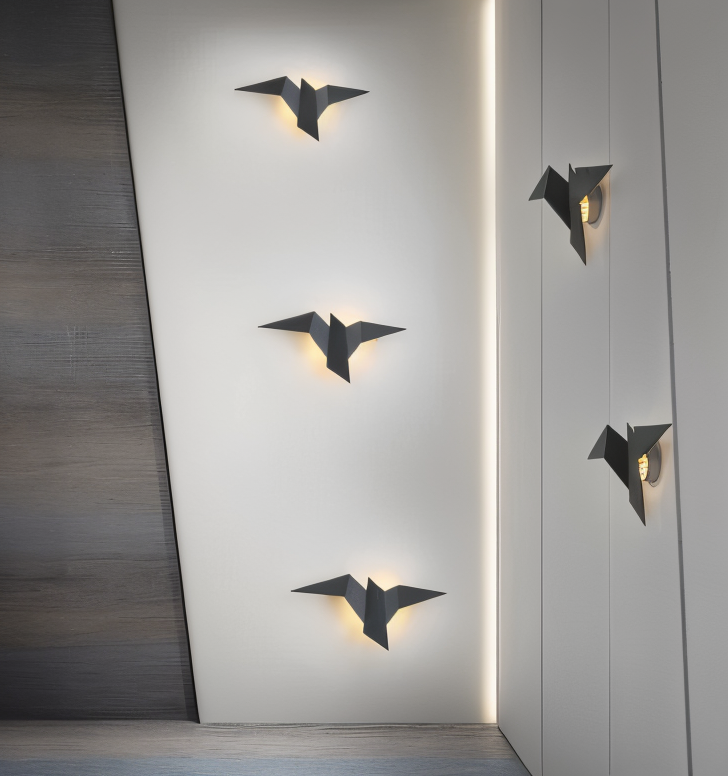 OriTori Wall Lamp - Geometric Origami Bird Wall Lamp - Japanese Style Wall Light Design