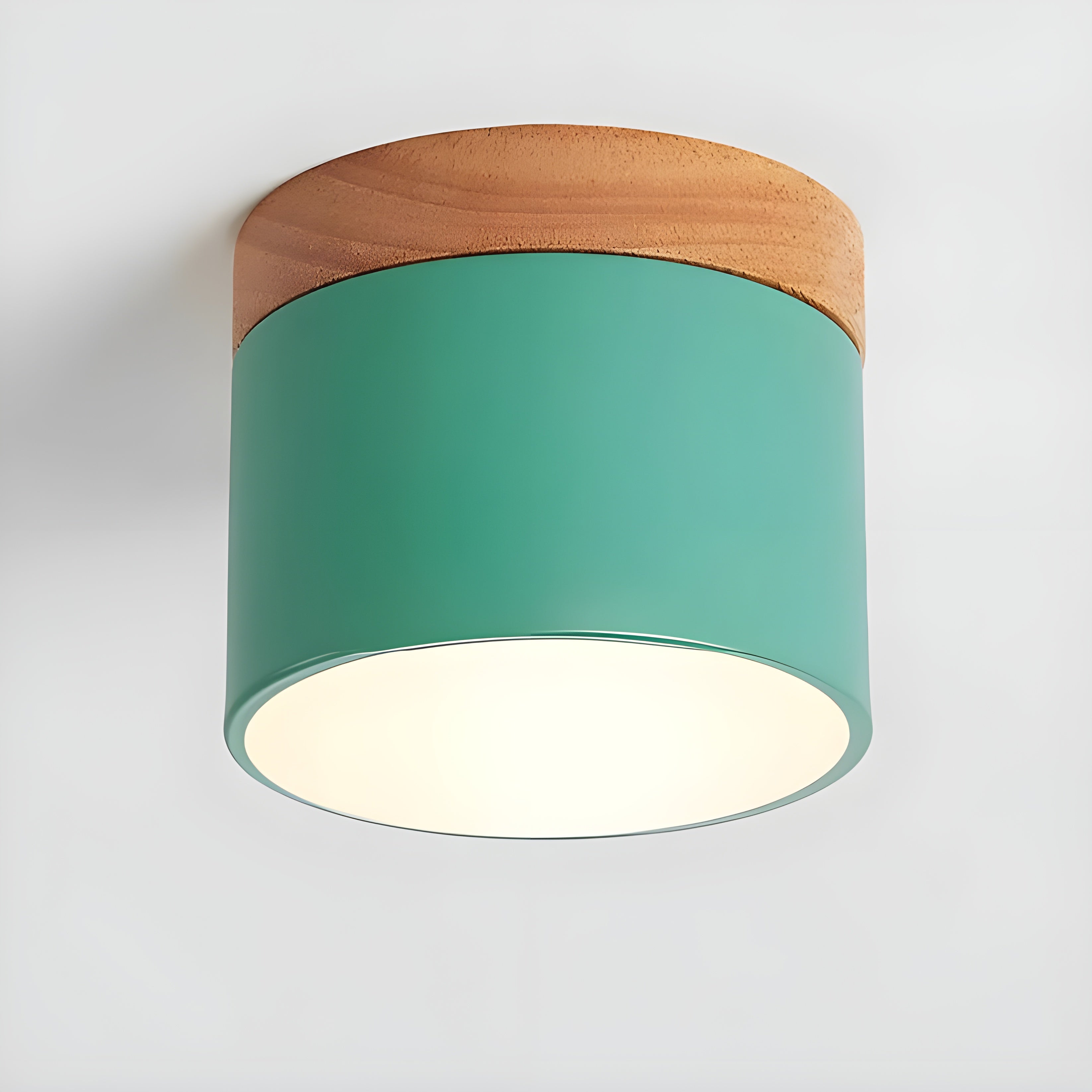 LED ceiling lamp in cylindrical shape – Warm light in vintage industrial design | With decorative wooden element