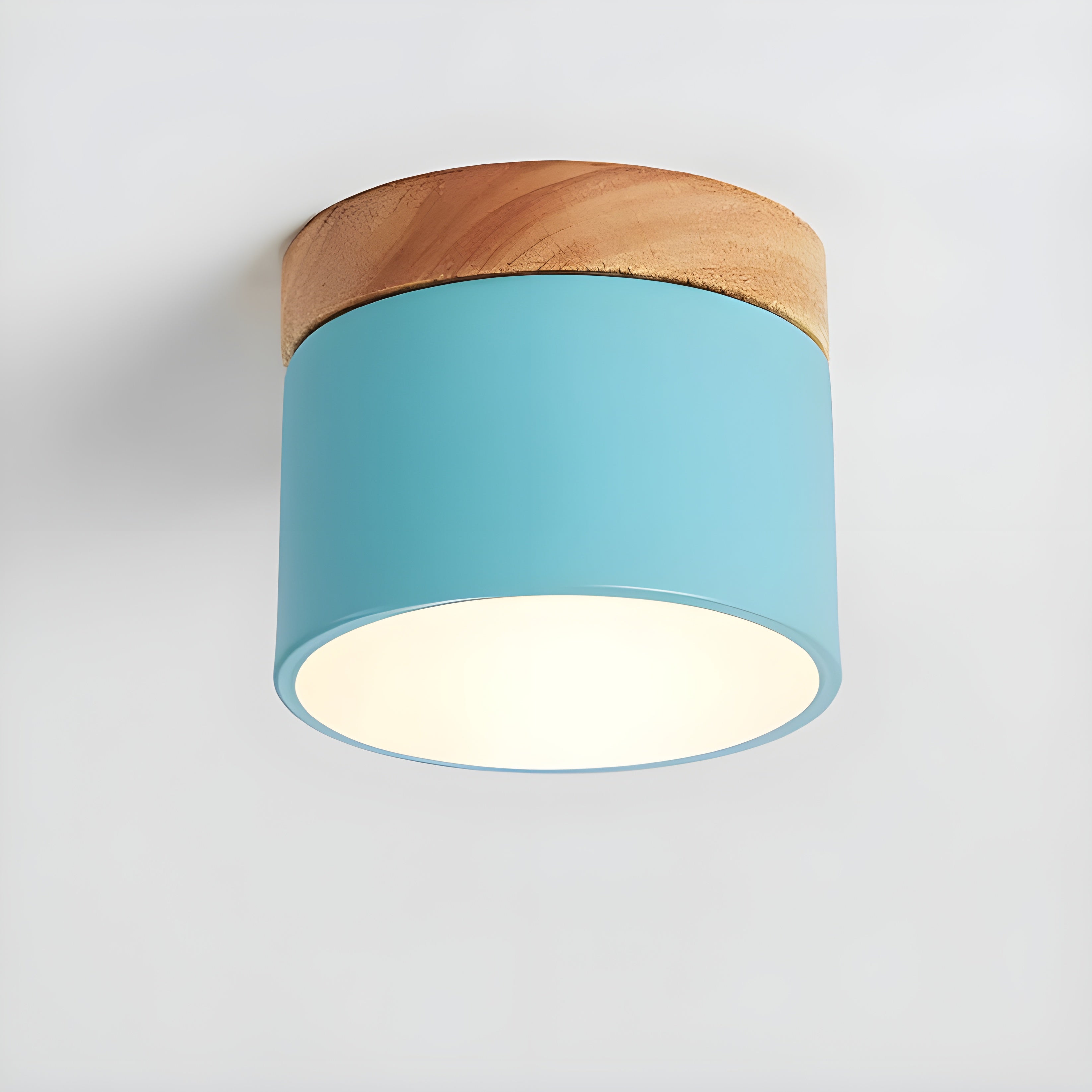 LED ceiling lamp in cylindrical shape – Warm light in vintage industrial design | With decorative wooden element