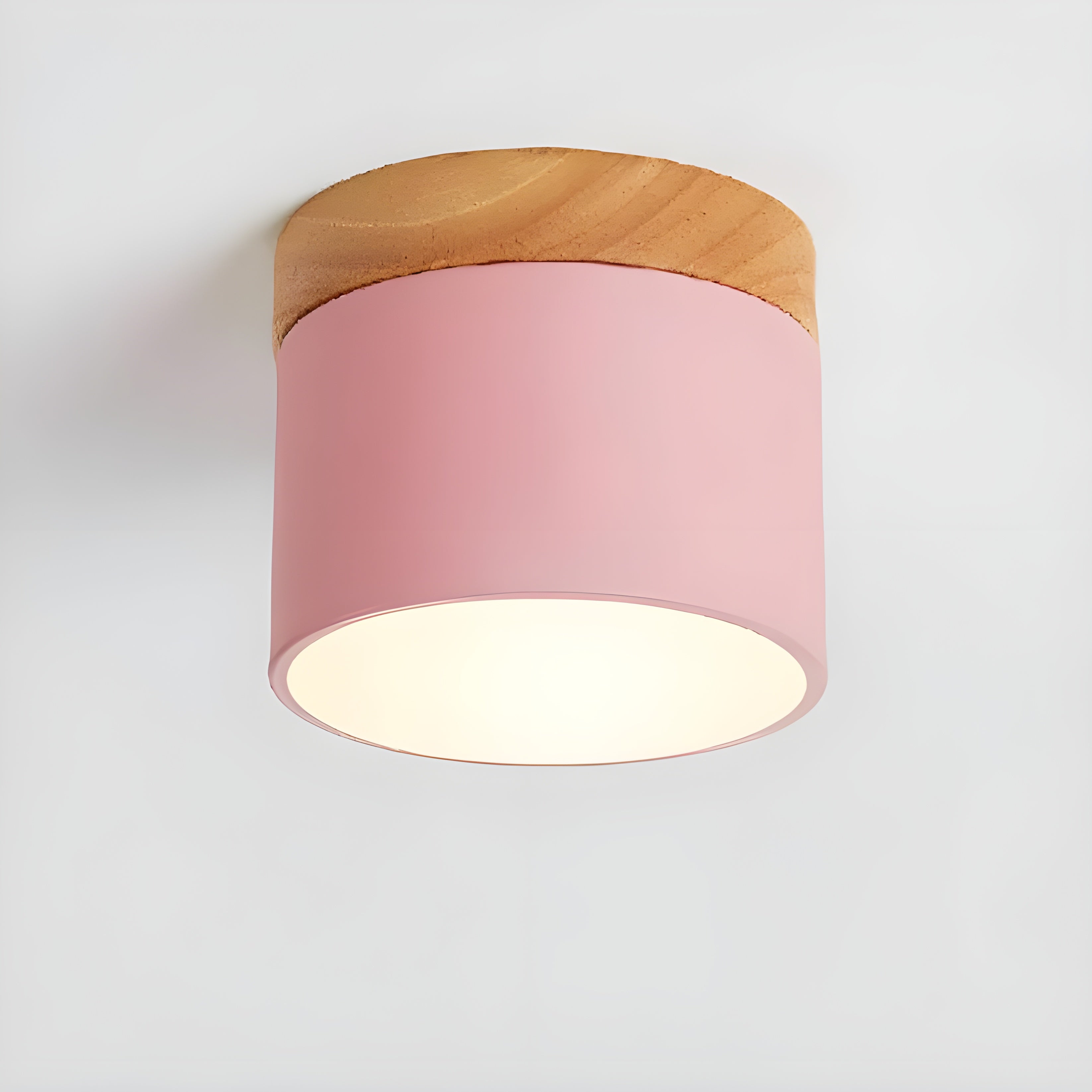 LED ceiling lamp in cylindrical shape – Warm light in vintage industrial design | With decorative wooden element