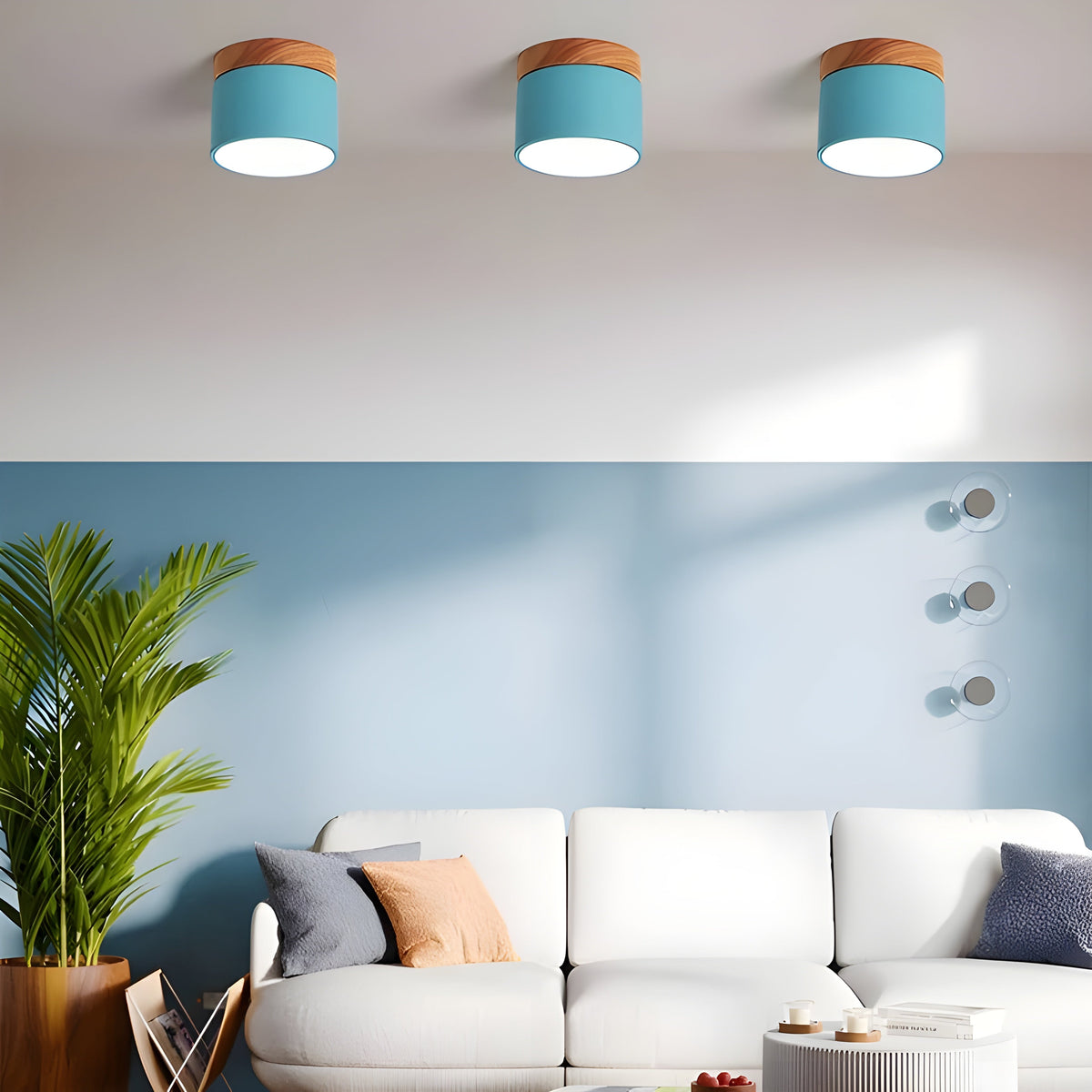 LED ceiling lamp in cylindrical shape – Warm light in vintage industrial design | With decorative wooden element