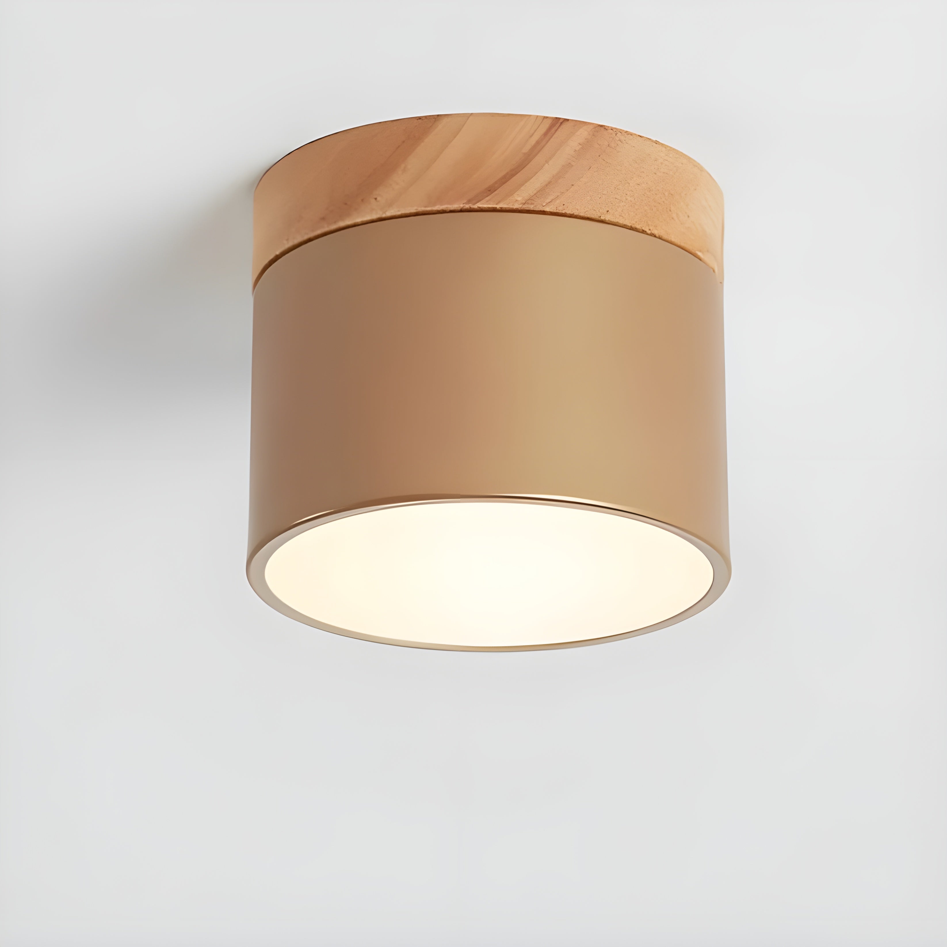 LED ceiling lamp in cylindrical shape – Warm light in vintage industrial design | With decorative wooden element