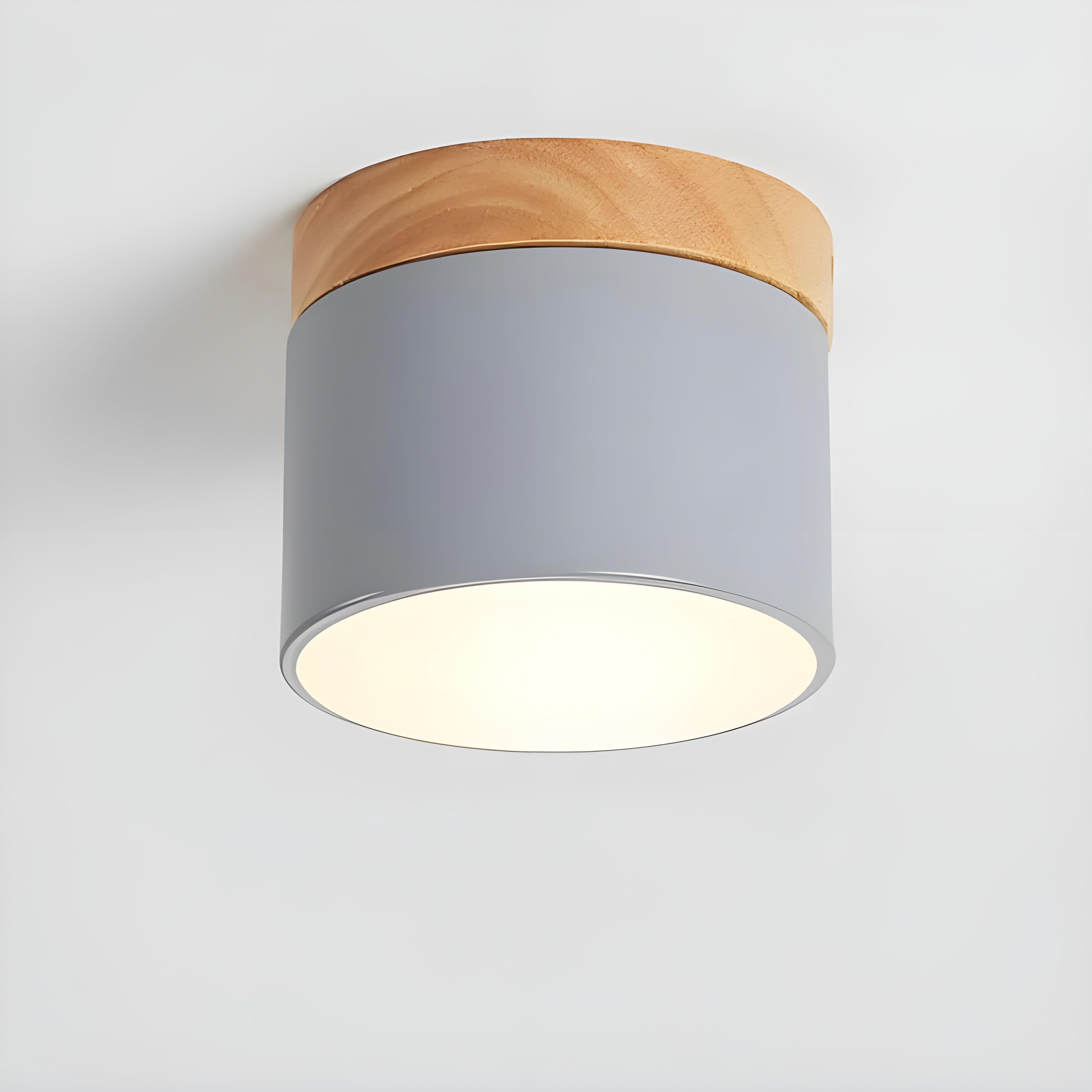 LED ceiling lamp in cylindrical shape – Warm light in vintage industrial design | With decorative wooden element