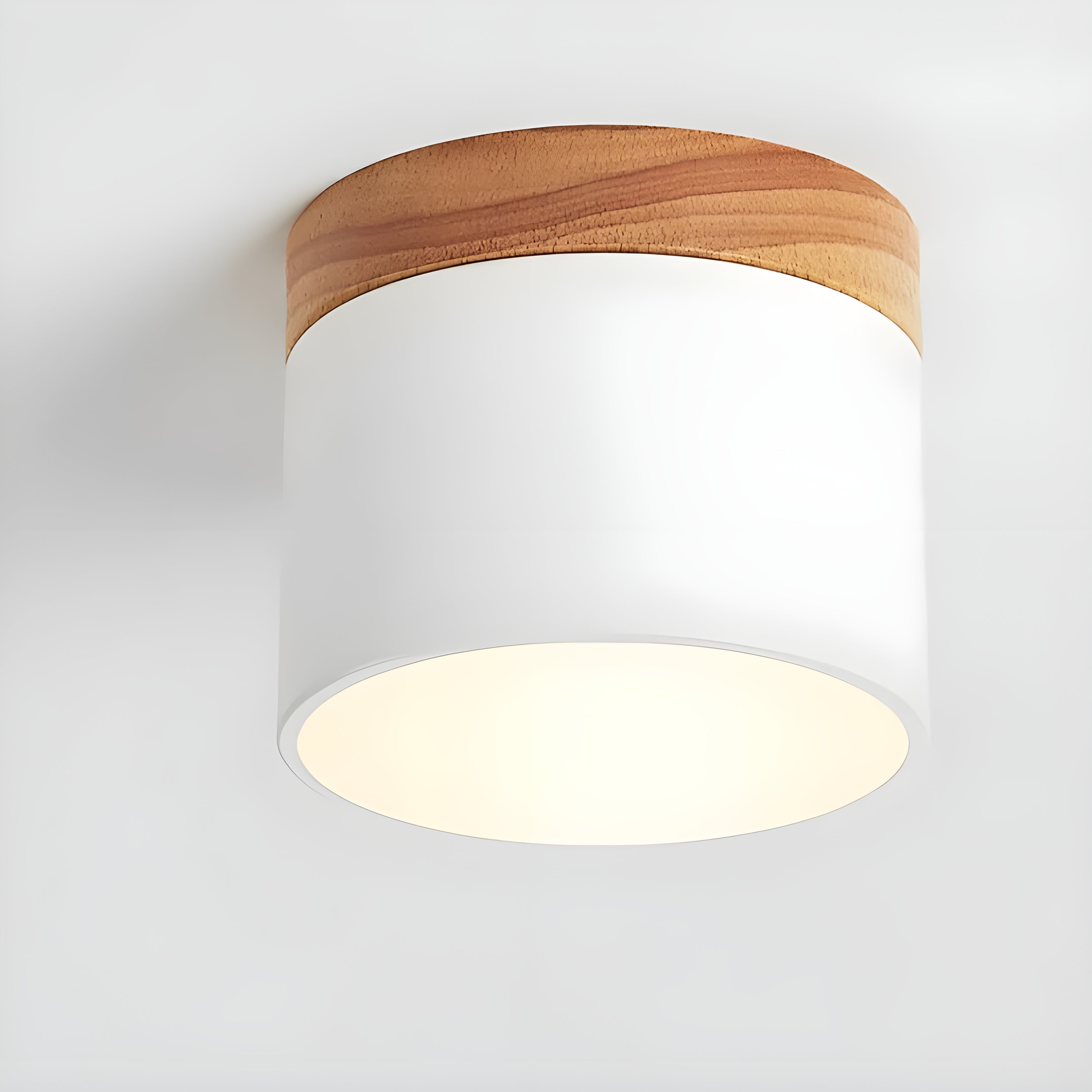 LED ceiling lamp in cylindrical shape – Warm light in vintage industrial design | With decorative wooden element