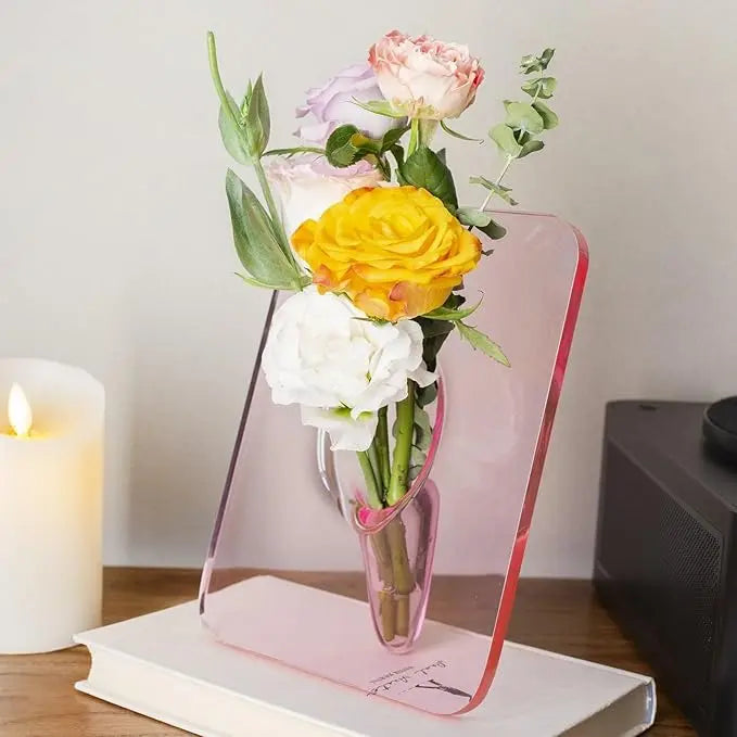 Clear Acrylic Picture Frame Vase – Elegant Home Décor for Single Stems
