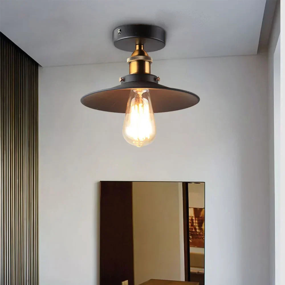 Vintage ceiling lamp in industrial design, retro ceiling light with Edison bulb, LED compatible