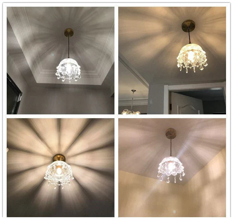 Minimalist Retro Crystal Glass Pendant Lamp Home Light