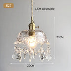 Minimalist Retro Crystal Glass Pendant Lamp Home Light