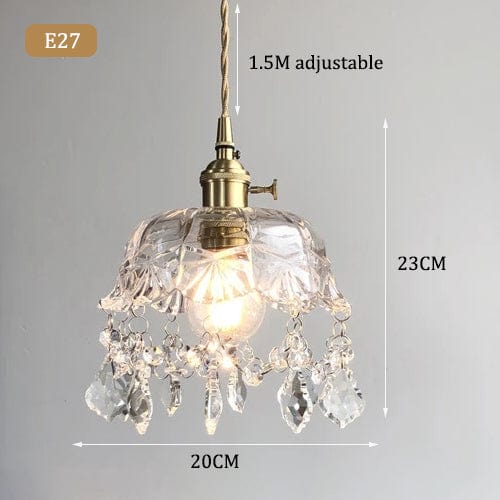 Minimalist Retro Crystal Glass Pendant Lamp Home Light