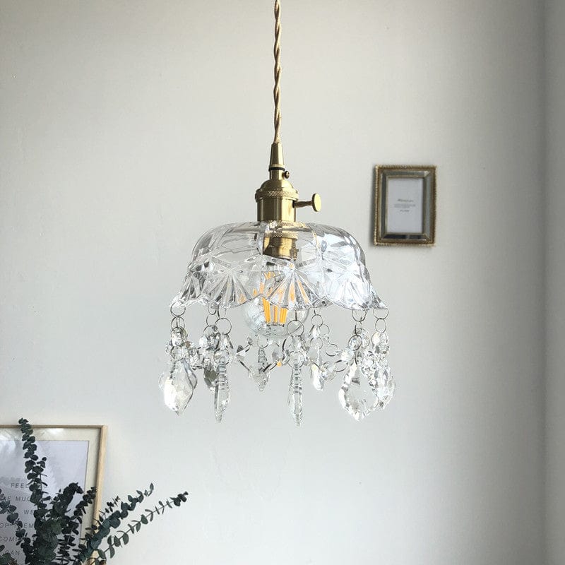 Minimalist Retro Crystal Glass Pendant Lamp Home Light