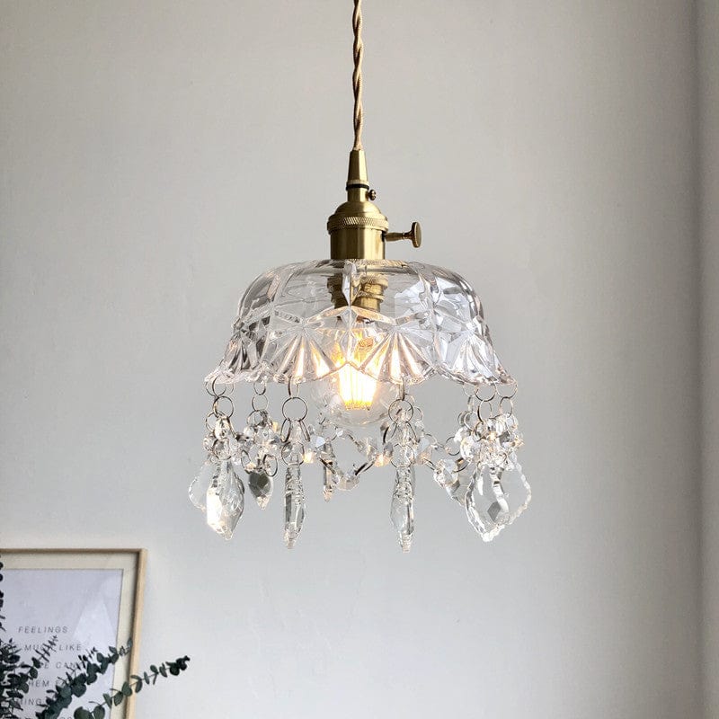 Minimalist Retro Crystal Glass Pendant Lamp Home Light