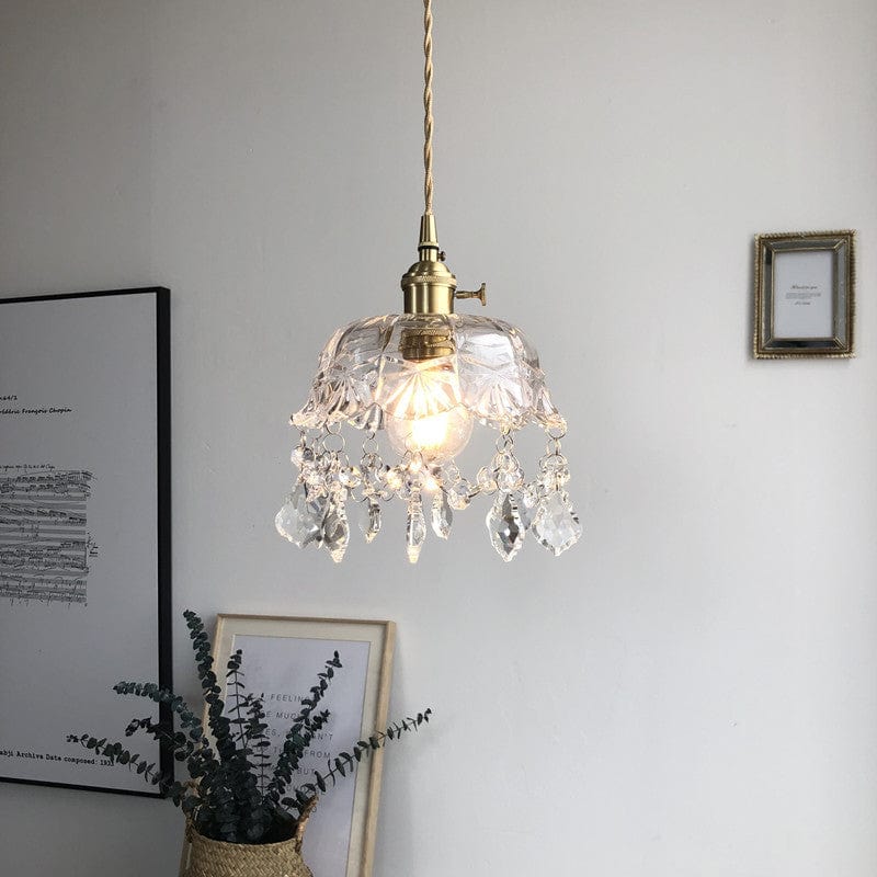 Minimalist Retro Crystal Glass Pendant Lamp Home Light