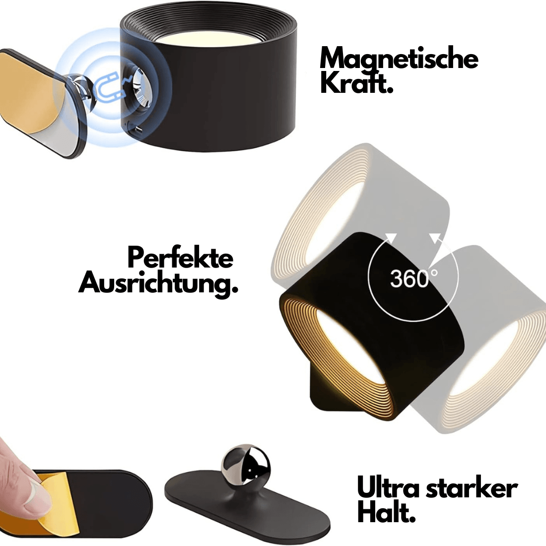 360° cordless rechargeable wall lamp | Versatile LED lighting solution