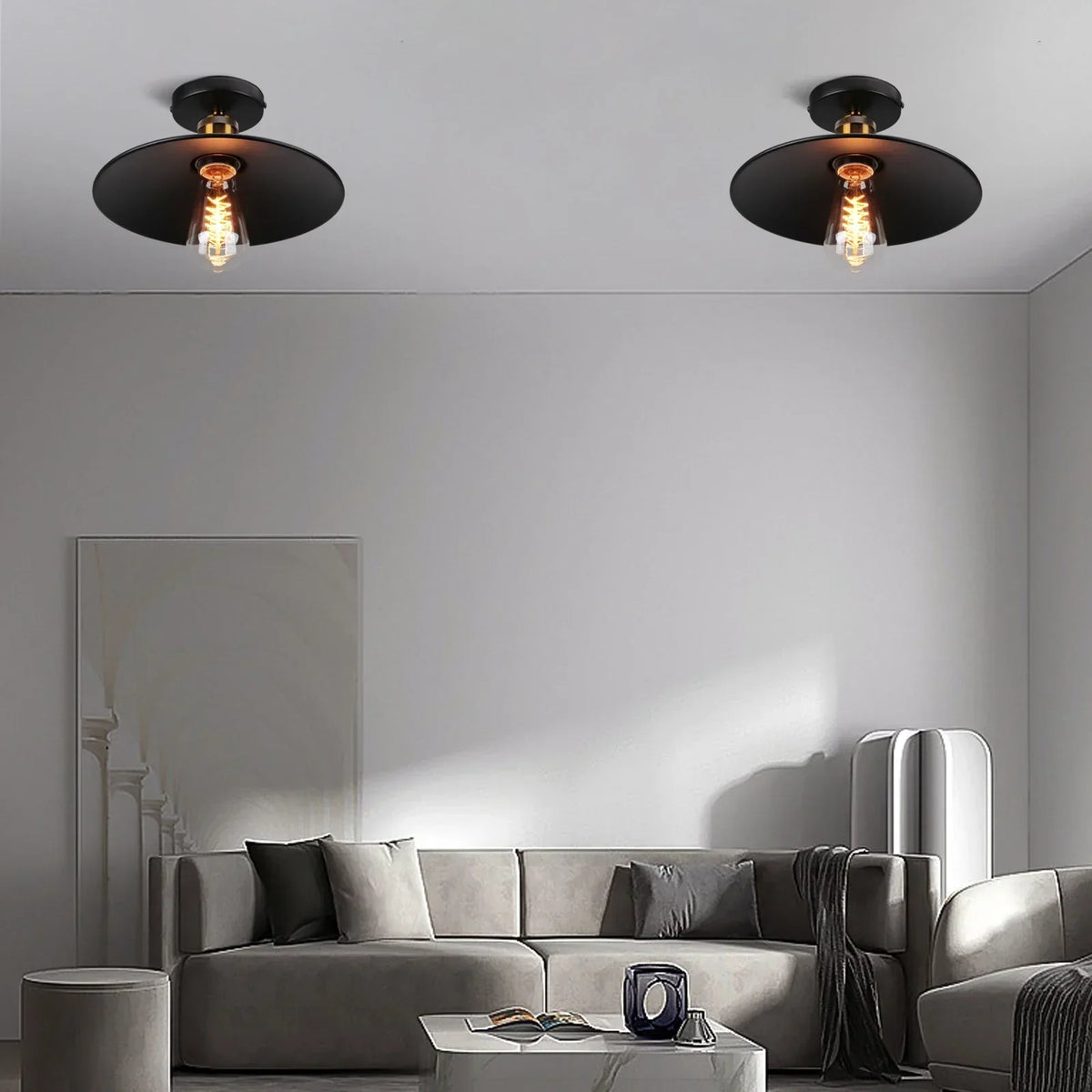 Vintage ceiling light in industrial design, metal lamp for living room or bedroom, LED compatible