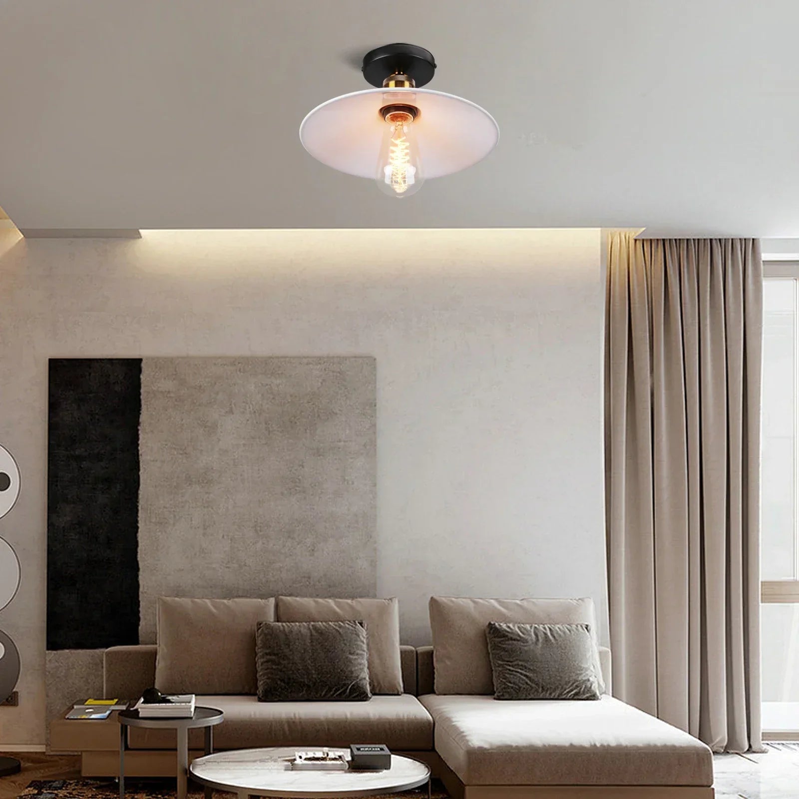 Vintage ceiling light in industrial design, metal lamp for living room or bedroom, LED compatible
