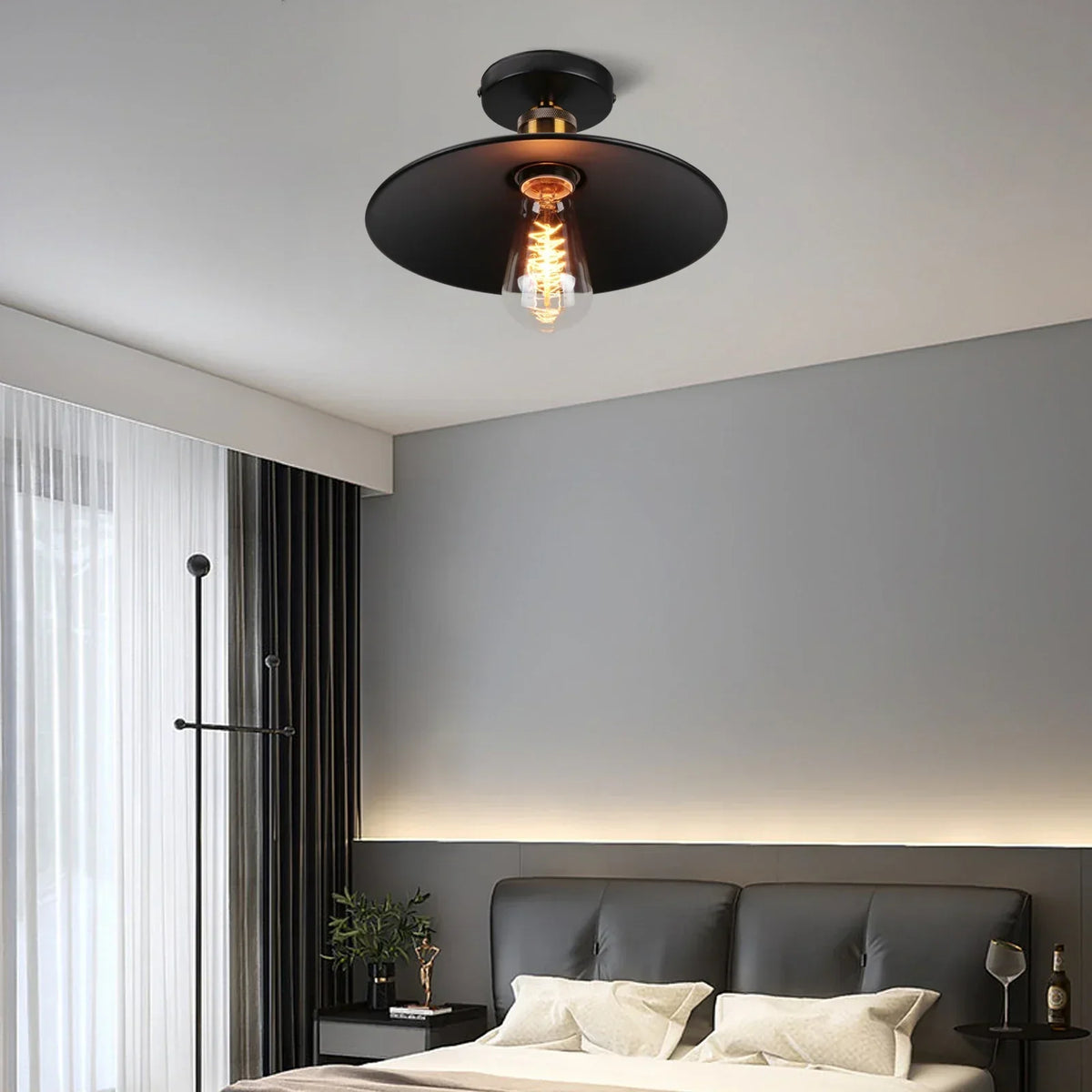 Vintage ceiling light in industrial design, metal lamp for living room or bedroom, LED compatible