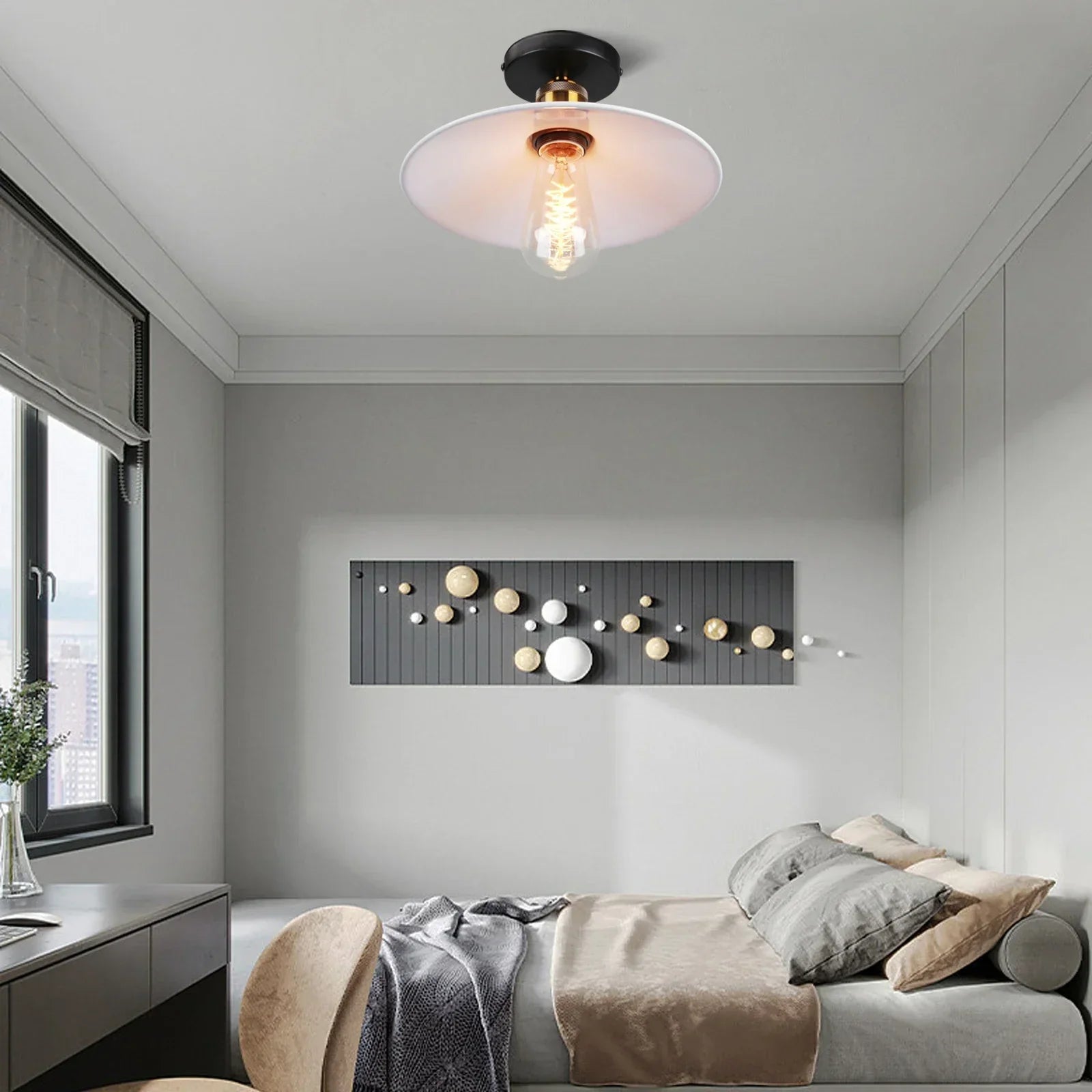Vintage ceiling light in industrial design, metal lamp for living room or bedroom, LED compatible