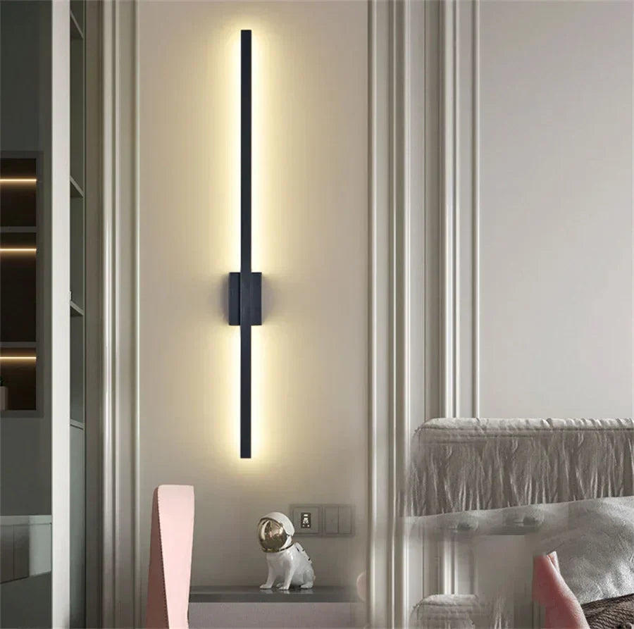 Industrial Minimalist Long LED Iron Wall Lamps for Contemporary Living Room Decoration and Stylish Lighting