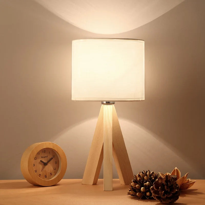 Wood table lamp with modern design