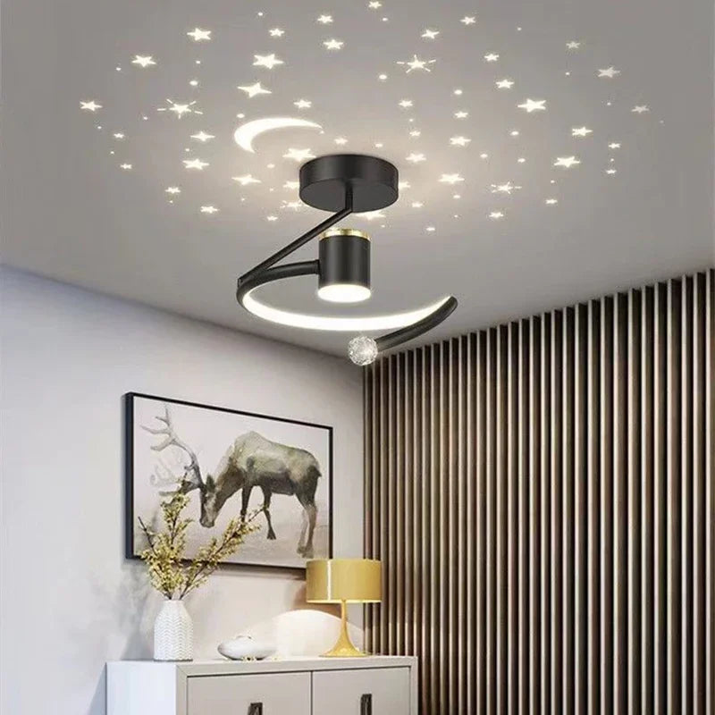 LED ceiling light with starry sky – Modern chandelier design for children’s room and living room