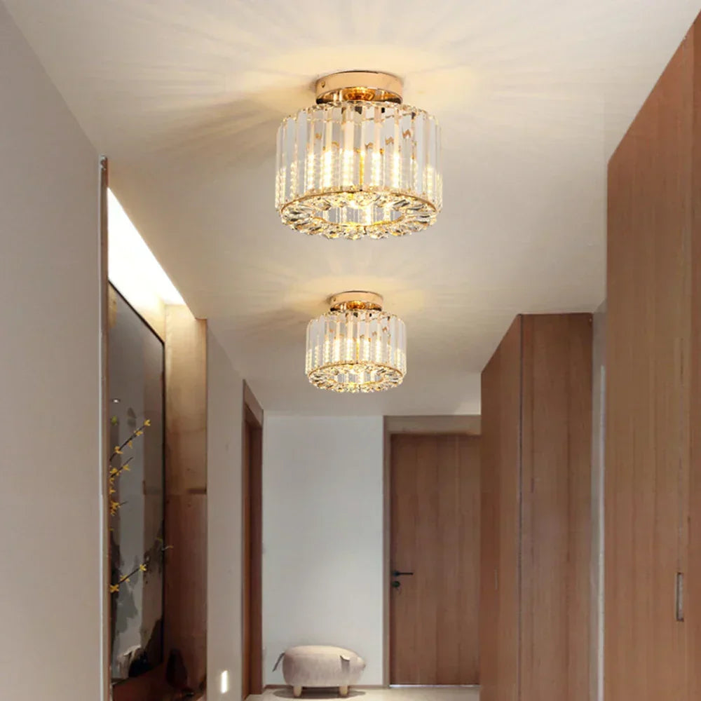 Luxury Crystal Ceiling Lamp - Modern Shine for Living Room, Bedroom & Hallway