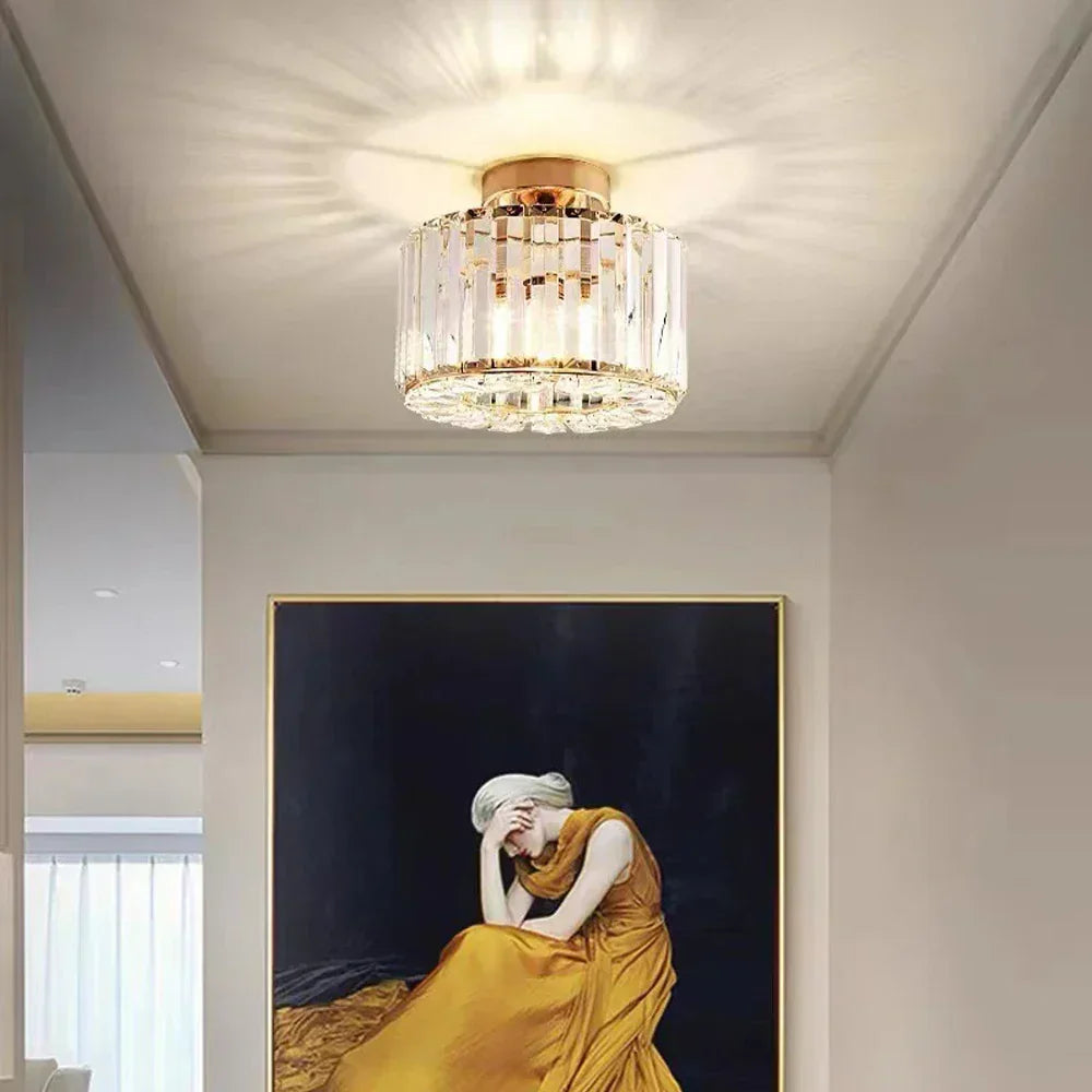 Luxury Crystal Ceiling Lamp - Modern Shine for Living Room, Bedroom & Hallway