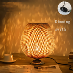 NatureHue Vintage Bamboo Table Lamp Creative Woven Rattan Desk Lamp