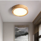 Round massive wood ceiling lamp – Scandinavian lamp for living room and hallway