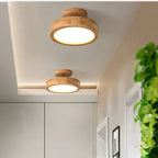 Round massive wood ceiling lamp – Scandinavian lamp for living room and hallway
