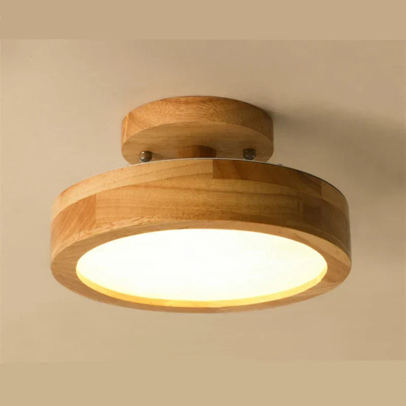 Round massive wood ceiling lamp – Scandinavian lamp for living room and hallway