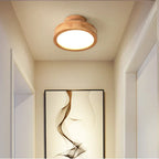 Round massive wood ceiling lamp – Scandinavian lamp for living room and hallway