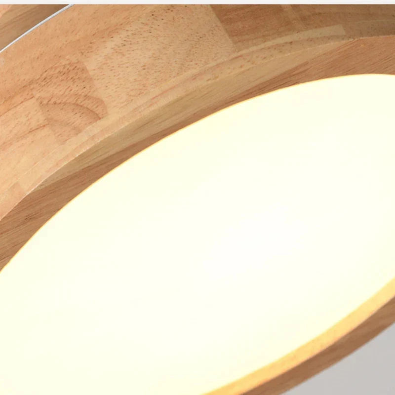 Round massive wood ceiling lamp – Scandinavian lamp for living room and hallway