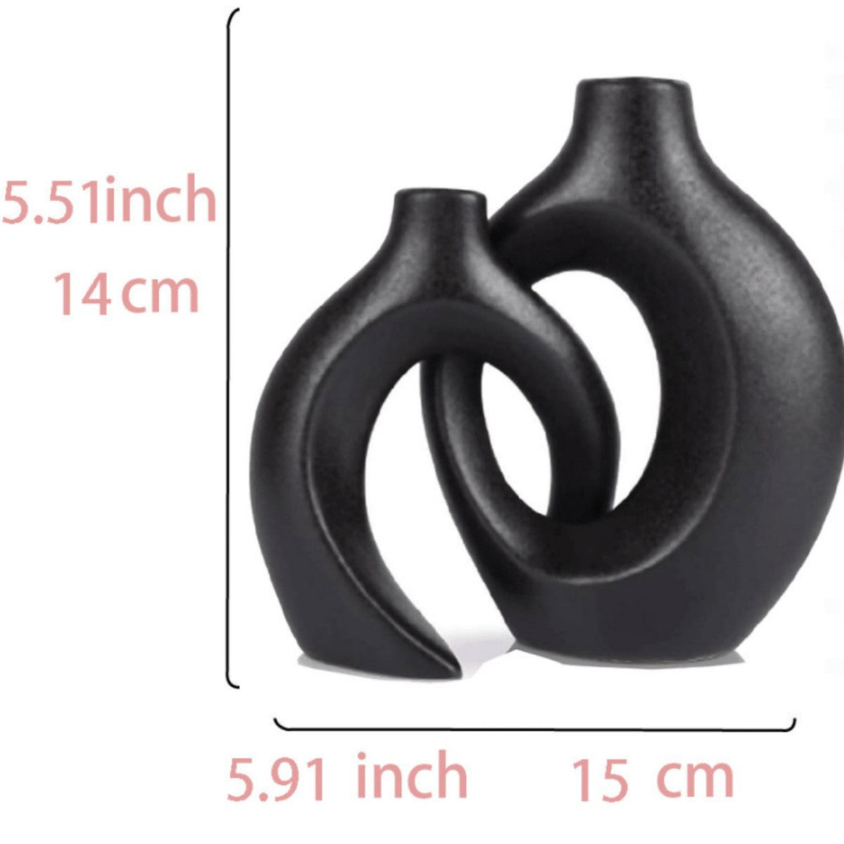 Modern Sculptural Hollow-Ring Ceramic Tabletop Vase Set With Minimalist Asymmetrical Silhouette