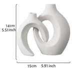 Modern Sculptural Hollow-Ring Ceramic Tabletop Vase Set With Minimalist Asymmetrical Silhouette