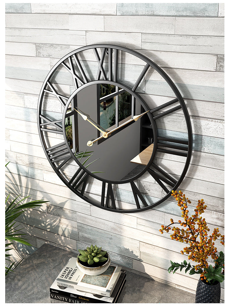 Madigas | Metal Vintage Large Size Wall Clock with Mirror 39cm