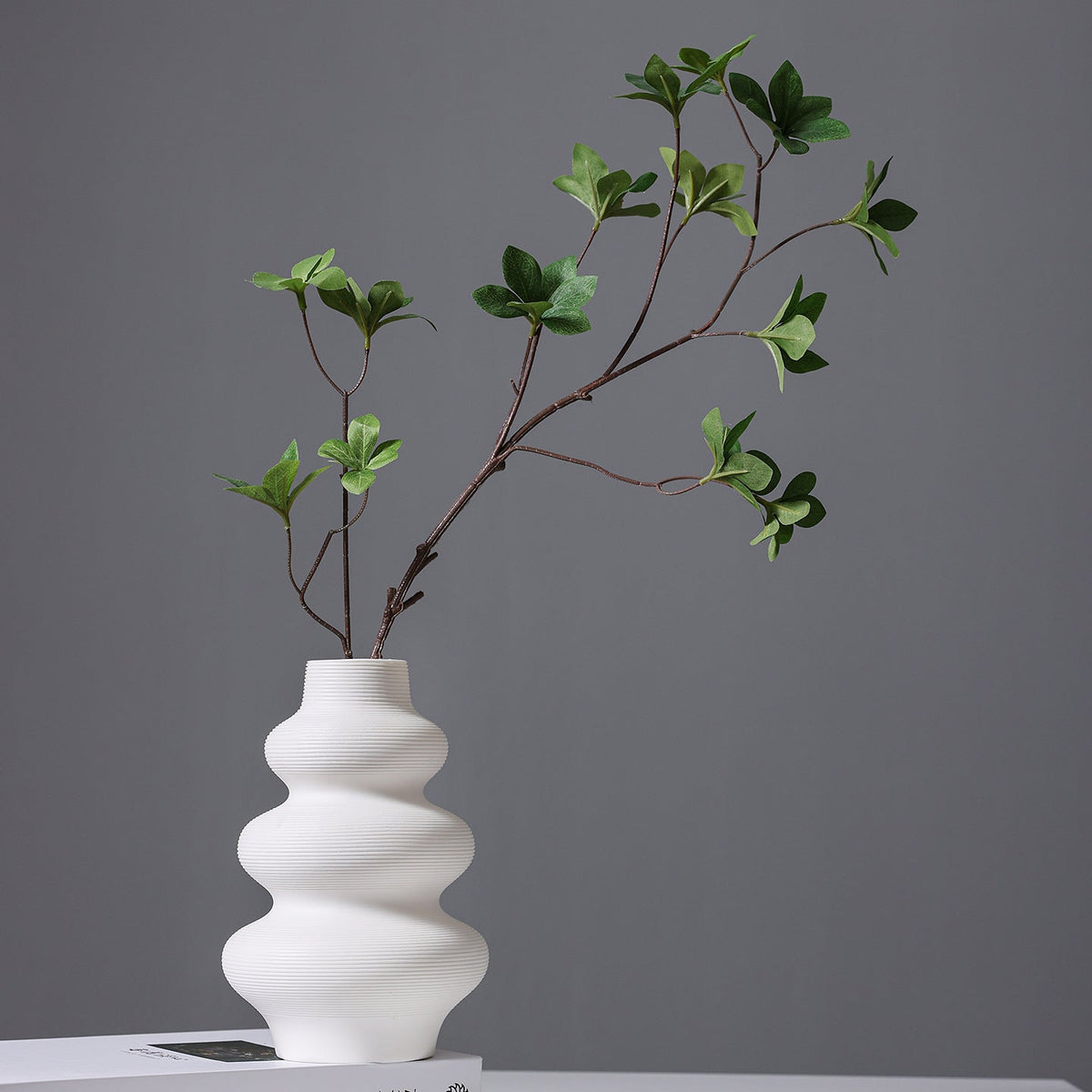 Modern Minimalist Ribbed Ceramic Vase
