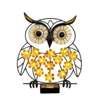 Metal Owl Wall Art With Solar Powered LED Floral Lights And Iron Frame Madigas