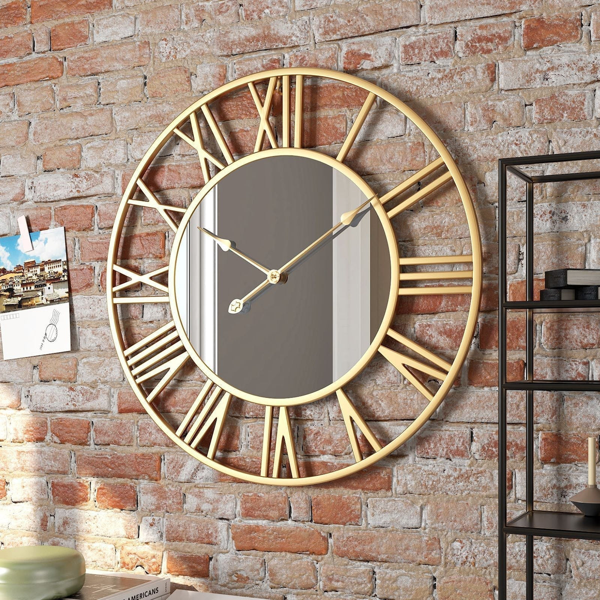 Madigas | Metal Vintage Large Size Wall Clock with Mirror 39cm