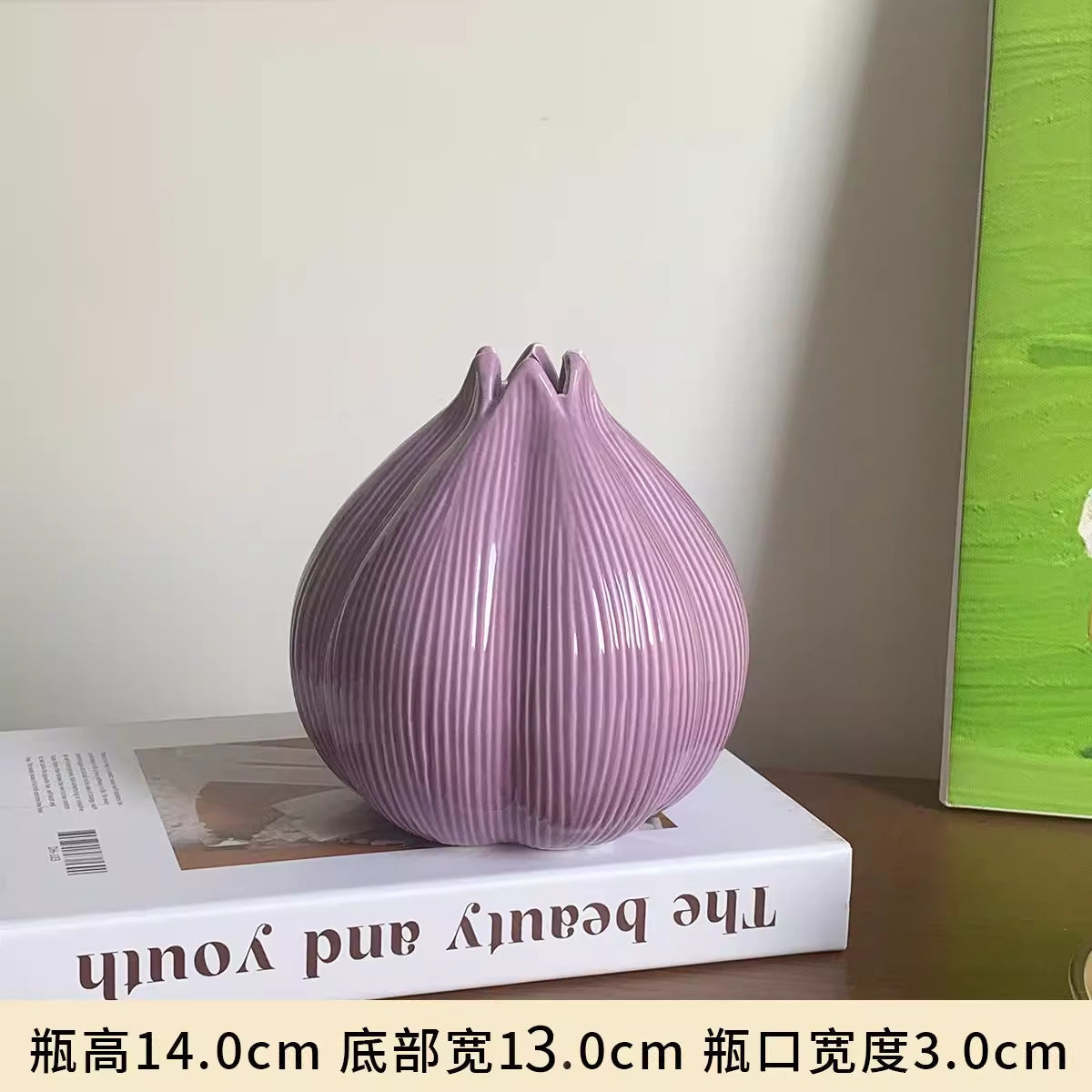 Decorative Ribbed Ceramic Art Vase