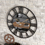 Madigas | Metal Vintage Large Size Wall Clock with Mirror 39cm