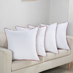Premium square throw pillow inserts with piped edge and hypoallergenic hollow-fiber fill Madigas