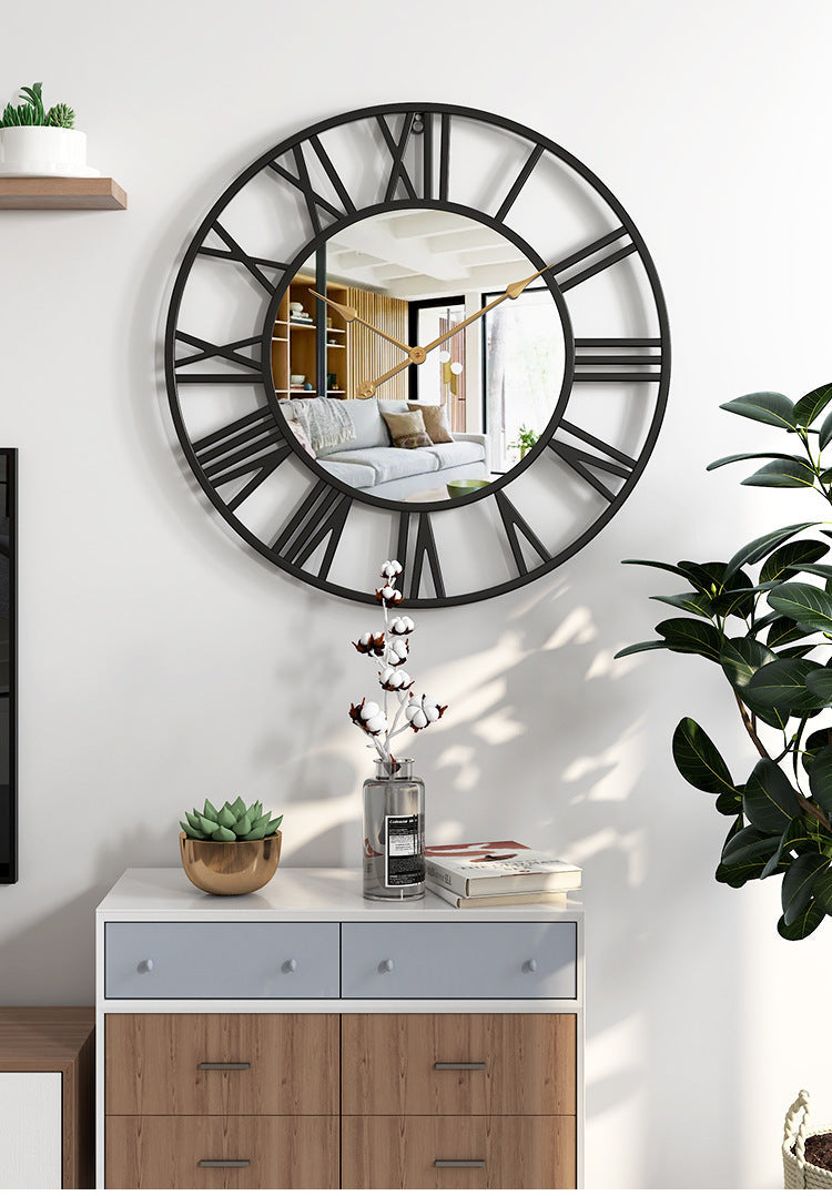 Madigas | Metal Vintage Large Size Wall Clock with Mirror 39cm