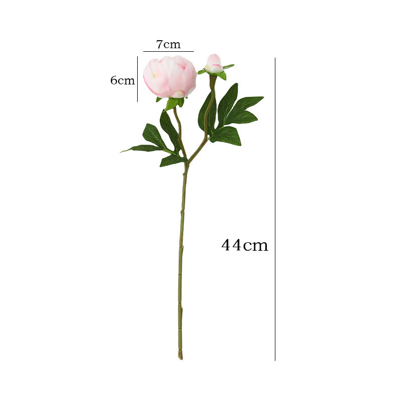 Realistic silk peony stem with buds and flexible long stem