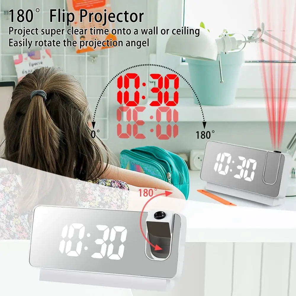 Madigas | Projection alarm clock with mirror display and large LED screen