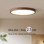 Modern circular ceiling light with adjustable LED light in warm walnut color for living room and bedroom