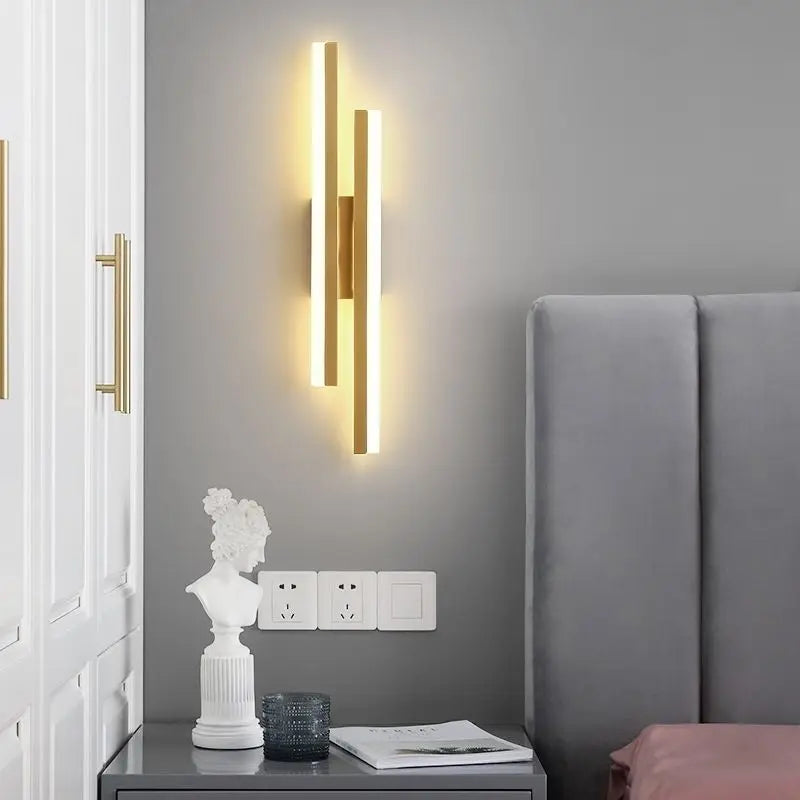 Modern LED Wall Light: Black/Gold Acrylic Room Decoration Light